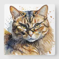 Tabby Cat Square Wall Clock