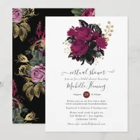 Marsala and Gold Floral Virtual Shower Invitation
