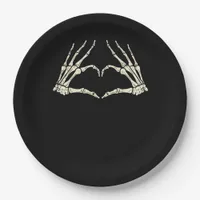 Skeleton Hands Heart Funny Halloween Men Women Kid Paper Plates