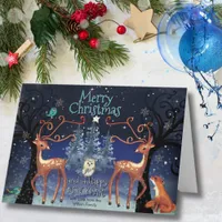 Elegant Woodland Deer Christmas | Forest Scene Holiday Card