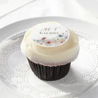 An Elegant Watercolor Wildflowers Wedding Date Edible Frosting Rounds