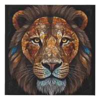 Lions head with mosaic stained glass effect faux canvas print