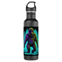 Sasquatch Bigfoot in Teal and Black Stainless Steel Water Bottle