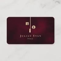 Elegant Artistic Monogram Burgundy Wine Gold Business Card