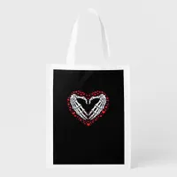Skeleton Hand Heart Valentines Day Funny Couple Grocery Bag