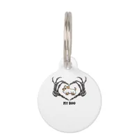 My Boo Chihuahua Costume With Skeleton Heart Hands Pet ID Tag