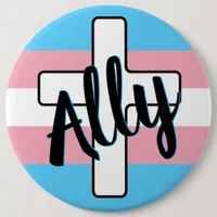 Ally and Cross with Trans Pride Flag Button