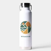 Colorful Retro Mountain Adventure Camping Water Bottle