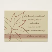 Fall Maple Leaf Wedding Charity Favor Card