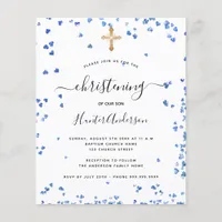 Christening boy blue hearts budget invitation flyer