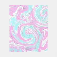 Personalized Pink and Teal Marble Swirl Fluid Art  Fleece Blanket