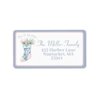 Chinoiserie Coastal stocking Return Address Label