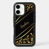 Black gold classic decor name iPhone 16 case