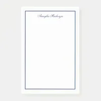 Chic Elegant Navy Blue Personalized Post-it Notes