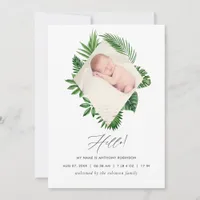 Watercolor Tropical Birth Announcement Photo Card