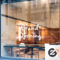 White Grand Opening Store Window for Business Wind Window Cling