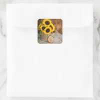 Sunflowers Garden Watering Can Wedding Thank You Square Sticker