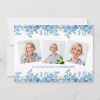 Forget Me Not 3 Photo Memorial Modern Funeral Thank You Card