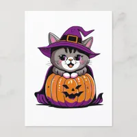 Adorable Halloween Cat Postcard