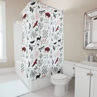 Buffalo Adventures Black and Red Plaid ID599 Shower Curtain