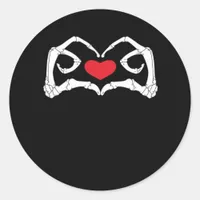 Skeleton Heart And Hands Funny  Classic Round Sticker
