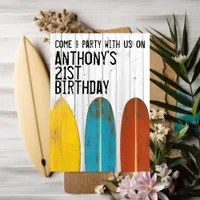 Rustic Surfer Typography Birthday Invitation