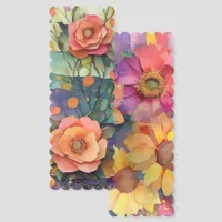 Whimsical Quirky Paper Flowers Two-sided Bookmarks