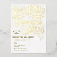 Little Rose Garden Of Love Vintage Baby Shower Foil Invitation