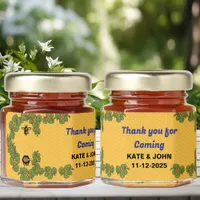 Simple Elegant Green Yellow Wedding Thank you Honey Jar Favors
