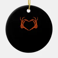 Skeleton Hand Heart Sign Costume Halloween Design Ceramic Ornament