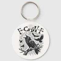 Gothic Crow F-Caw-F Humor Funny Essential Retro Cl Keychain