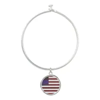 Modern Embossed American Flag Bangle Bracelet