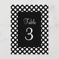 White Polka Dot Table Number Postcard