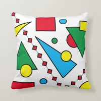 [Geometric Abstract #1] Bold Primary Colors Shapes Throw Pillow