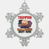 Trumpkin Halloween Classic Snowflake Pewter Christmas Ornament