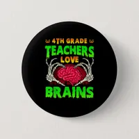 4th Grade Teacher Skeleton Heart Hands Halloween L Button