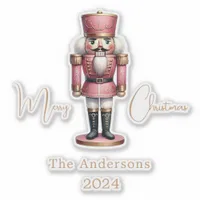 Nutcracker pink white simple Christmas Sticker