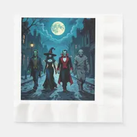 Witch, Vampire, Dracula and Mummy Halloween Party Napkins
