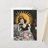 The Cute Sleepy Queen and her Cat Postcard