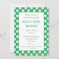 Fun & Playful Green Polka-Dot Baby Blessing Invitation