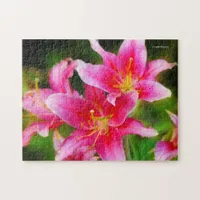 Hot Pink Olympic Torch Lilies Jigsaw Puzzle