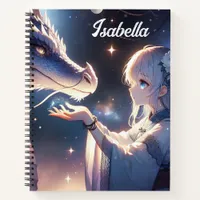 Anime Girl and Her Dragon Mystical Personalized Notebook