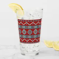 Southwest Mesas Turquoise & Red Drinking Glass