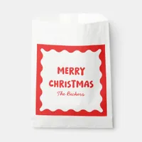 Fun Retro Wavy Red and White Custom Chic Christmas Favor Bag