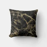 Fancy Black and Gold Marble Throw Pillow