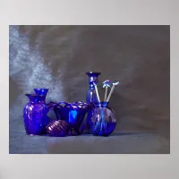 Blue Glass Horizontal Vases Poster