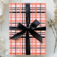 Halloween Plaid Pattern in Pink, Orange and Black Wrapping Paper