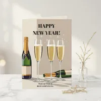 Retro Champagne Toast New Year Greeting Card