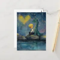 The Boy and His Dragon at the Pond Postcard