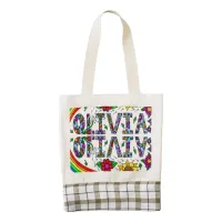 Olivia, Girl's Name Whimsical Folk Art    Tote Bag